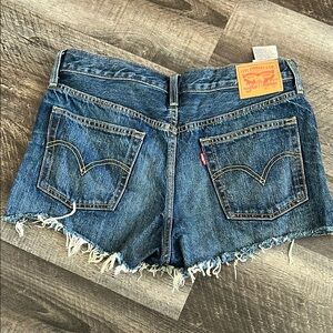Levi's 501 Distressed Dark Blue Denim Cutoff Shorts